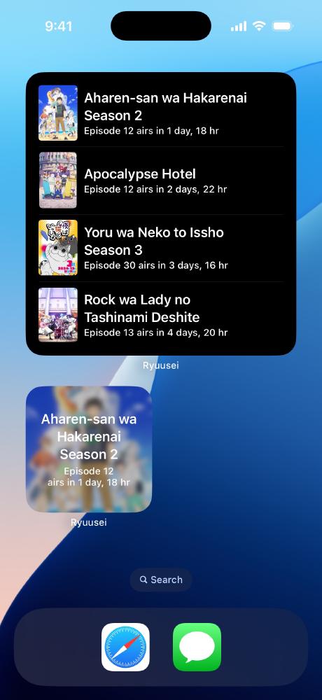 Screenshot of multiple widget sizes